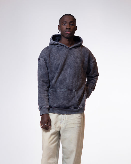Hoodie Acid Wash Gris Oscuro