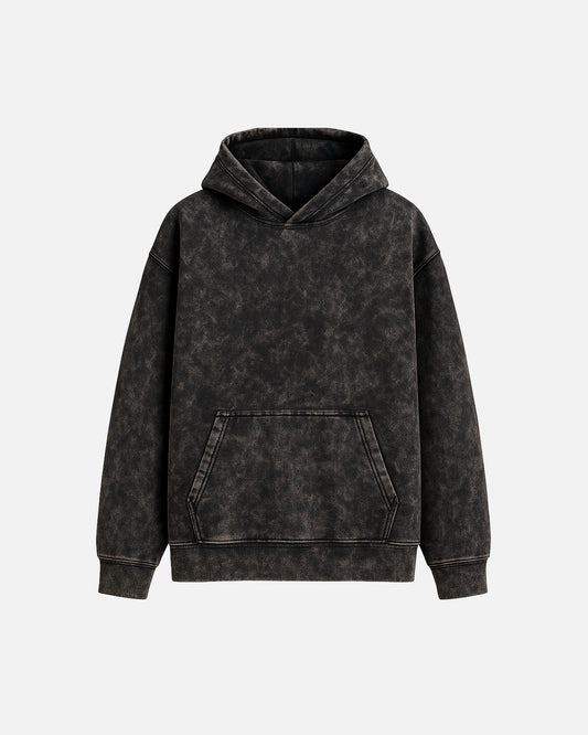 Hoodie Acid Wash Negro